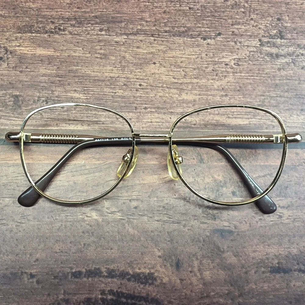 MM Kate Vintage Gold Oval Eyeglasses Frames 46-16-125 Korea Metal